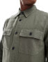 Threadbare long sleeve linen slub shirt with utlity pockets in khaki