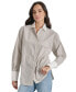 ფოტო #1 პროდუქტის Women's Cotton Contrast-Trim Button-Front Shirt