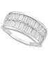 Фото #1 товара Cubic Zirconia Baguette Double Row Statement Ring in Sterling Silver, Created for Macy's