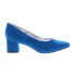 David Tate Creative Womens Blue Leather Slip On Block Heels Shoes