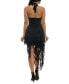 Фото #2 товара Juniors' Asymmetric Ruffled Halter Bodycon Dress