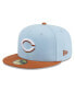 Men's Light Blue/Brown Cincinnati Reds Spring Color Basic Two-Tone 59FIFTY Fitted Hat