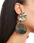 ASOS DESIGN front and back earrings with hammered abstract detail in gold tone