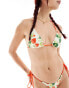 Фото #3 товара Motel lentra contrast bind blooming strawberry print tie side bikini bottom