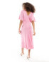 & Other Stories midi dress with seamed panel detail in soft pink