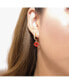 ფოტო #2 პროდუქტის 18k Gold Plated Huggies Freshwater Pearls with a Red Enamel Lip Charm - Lip Lip Earrings For Women