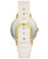 ფოტო #3 პროდუქტის Kate Spade Women's Metro Three-Hand Champagne White Leather Strap Watch 34mm