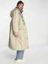 ASOS DESIGN quilted hybrid parka coat in stone