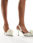 Фото #4 товара ASOS DESIGN Sia corsage slingback mid heeled shoes in ivory