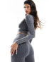 ASOS 4505 Icon seamless rib long sleeve crop top in washed grey