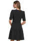 ფოტო #2 პროდუქტის Women's Button-Detail Short-Sleeved Fit & Flare Dress