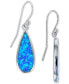 ფოტო #4 პროდუქტის Lab-Created Blue Opal Inlay Teardrop Drop Earrings in Sterling Silver