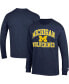 Фото #1 товара Men's Navy Michigan Wolverines High Motor Long Sleeve T-shirt