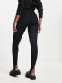 Lindex ribbed merino wool base layer leggings with stirrup detail in black