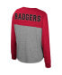 Фото #3 товара Women's Heather Gray, Red Distressed Wisconsin Badgers Jelly of the Month Oversized Tri-Blend Long Sleeve T-shirt