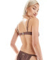 Reclaimed Vintage underwire bikini top with lace trim and bows in brown