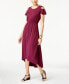 NY Collection Women's Petite Cold Shoulder High Low Dress Scoop Neck Mulberry PL