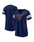 Фото #1 товара Branded Women's Navy Chicago Bears Plus Size Logo Notch Neck Raglan Sleeve T-Shirt