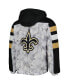 Фото #2 товара Men's White, Black New Orleans Saints Thursday Night Gridiron Raglan Half-Zip Hooded Jacket