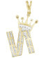 ფოტო #8 პროდუქტის Men's Diamond (3/8 ct.t.w.) Crowned Initial Pendant in 10k Yellow Gold