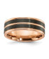 ფოტო #1 პროდუქტის Black Zirconium Brushed Rose IP-plated Wedding Band Ring