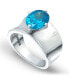 ფოტო #1 პროდუქტის Cubic Zirconia Prong Set Oval Stone on Polished Cigar Band in Silver Plate and Gold Plate