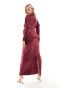 Фото #6 товара Flounce London Maternity satin maxi dress with kimono sleeve in port