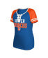 Women's Royal Denver Broncos Throwback Raglan Lace-Up T-shirt