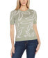 ფოტო #1 პროდუქტის Women's Floral Jacquard Short Sleeve Sweater