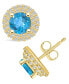ფოტო #1 პროდუქტის Topaz (2-1/3 ct. t.w.) and Diamond (1/2 ct. t.w.) Halo Stud Earrings in 14K Yellow Gold
