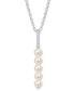 ფოტო #1 პროდუქტის Cultured Freshwater Pearl (5-1/2 - 6mm) & White Topaz (1/5 ct. t.w.) Linear 18" Pendant Necklace in Sterling Silver