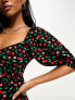 Фото #7 товара Miss Selfridge Petite babydoll smock dress in cherry print