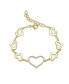 ფოტო #1 პროდუქტის 14k Yellow Gold Plated with Cubic Zirconia Heart Halo Charm Kids/Teens Bracelet in Sterling Silver