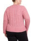 Фото #2 товара Plus Size Lurex Mixed Stitched Cardigan Sweater