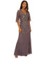 ფოტო #4 პროდუქტის Women's Embellished Cape-Sleeve Gown