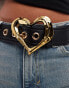 Фото #2 товара ASOS DESIGN heart buckle waist and hip jeans belt in black