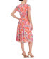 Women's V-Neck Tiered-Flutter-Sleeve Midi Dress