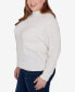 Plus Size Classic Chenille Diamond Stitch Turtleneck Sweater