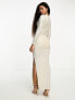 Фото #5 товара Collective the Label Petite cut-out metallic knit midaxi dress in champagne