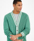 Men's Regular-Fit Mixed-Stitch V-Neck Varsity Cardigan, Created for Macy's