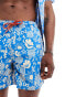 Фото #3 товара Hunky Trunks abstract print swim shorts co ord in blue