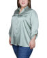 ფოტო #4 პროდუქტის Plus Size 3/4 Sleeve Roll Tab Satin Blouse