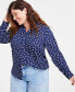 Фото #2 товара Trendy Plus Size Polka-Dot Shirt, Created for Macy's