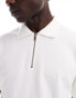 River Island zip neck polo shirt in ecru XS - Chest 32-34 - фото #3