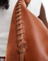 River Island whipstitch slouch bag in brown - фото #4