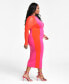 Фото #3 товара Trendy Plus Size Mesh Sleeve Colorblocked Bodycon Dress