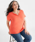 ფოტო #2 პროდუქტის Plus Size Short-Sleeve Henley Top, Created for Macy's