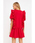 Women's Mixed Media Ruffle Detail Mini Dress