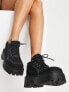 Фото #1 товара ASOS DESIGN Mattie square toe chunky lace up shoes in black canvas