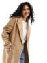 ASOS DESIGN strong shoulder coat in camel boucle